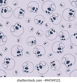 Nice Halloween seamless pattern with human skulls. Nice hand-drawn illustration