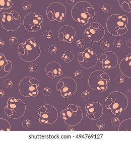 Nice Halloween seamless pattern with human skulls. Nice hand-drawn illustration