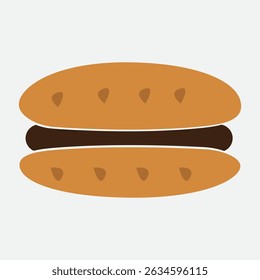 Nice Hamburger with Bun Illustration
