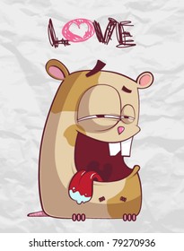 Nice hamster on a paper-background. Vector illustration.