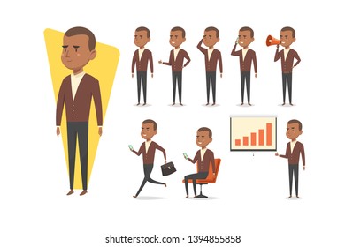 Nice hand drawn businessman doing different actions