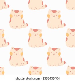 Nice hand drawn cute cat's. Isolated illustration  on white background. Vector illustration