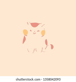 Nice hand drawn cute cat's. Isolated illustration  on white background. Vector illustration