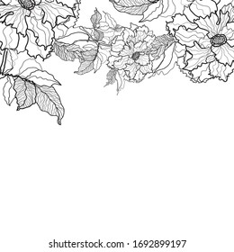 nice hand drawn rose flowers pattern background. creative doodle florals and leaves for  