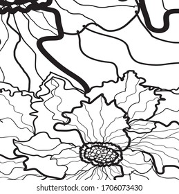nice hand drawn rose flowers pattern background. creative doodle florals and leaves for card, posters, investors, flyers