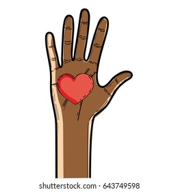 nice hand up with heart in the palm