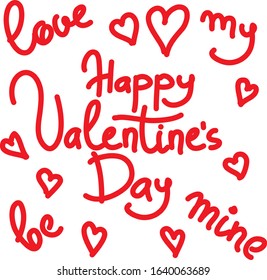 Nice hand written happy Valentine's Day lettering and hearts