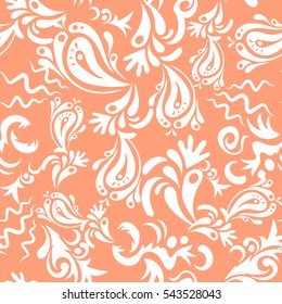 Nice hand-drawn seamless vector illustration. Elegant seamless pattern with floral and Mandala elements.