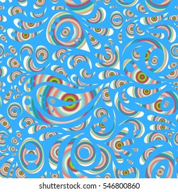 Nice hand-drawn seamless vector illustration on a blue background. Elegant seamless pattern with doodles and Mandala elements.