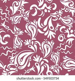 Nice hand-drawn seamless vector illustration. Elegant seamless pattern with floral and Mandala elements.