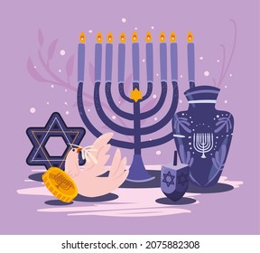 nice hanukkah card with items