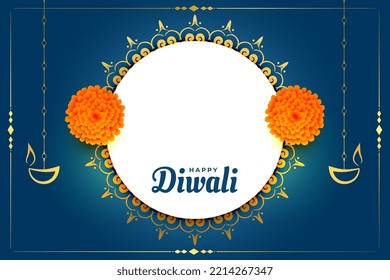 nice happy diwali banner with image space and flower design 