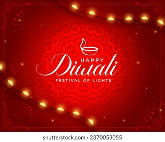 nice happy diwali greeting background with lights festoon design . Translation: Happy Diwali means festival of lights