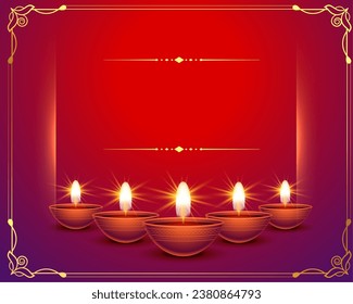 nice happy diwali greeting card with text space and shiny diya 
