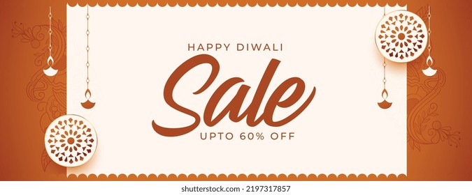 nice happy diwali sale banner with discount details 