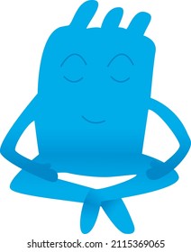 ein schönes, glückliches, meditierendes blaues Monster