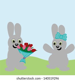 nice hares and flowers