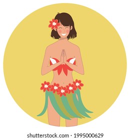 ilustración vectorial de una chica hawaiana agradable