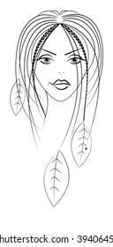 Nice head of girl. Vector illustration.