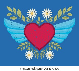 nice heart cartel with flowers