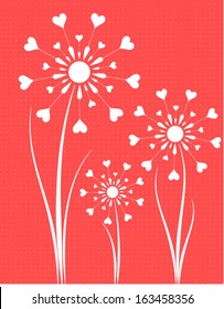 Nice heart shape dandelions valentine background