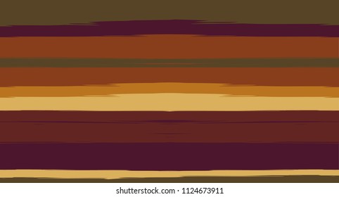 Nice Horizontal Watercolor Stripes Seamless Vector Autumn Pattern. Old Style Hand Painted Graffiti Lines. Retro Vintage Funky Seamless Sailor Stripes. Uneven Grunge Banner Paintbrush Background