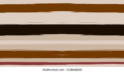 Nice Horizontal Watercolor Stripes Seamless Vector Autumn Pattern. Old Style Hand Painted Graffiti Lines. Retro Vintage Trendy Seamless Sailor Stripes. Rough Grunge Banner Paintbrush Background