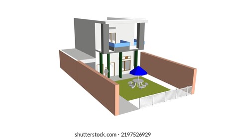 nice house architecture with 2 floors and garage seen from the left side