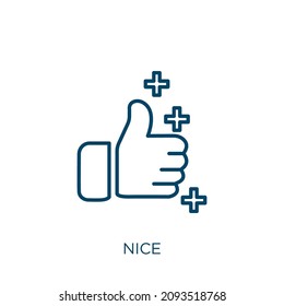 nice icon. Thin linear nice outline icon isolated on white background. Line vector nice sign, symbol for web and mobile