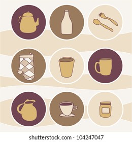nice icons of kitchen accessories,icons kitchen items,