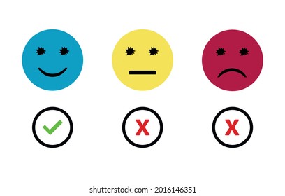 Nette Idee. Konzept der Kundenzufriedenheit. Rückmeldung der Kundenzufriedenheit mit Emotionen.
Welttag für geistige Gesundheit. Bewertungs- und Ratingkonzept. Hohe Rückkopplungsquote. Psychische Gesundheitsbewertung.