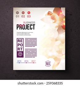 Nice Identity Web Template for Business Project Concept, Emphasizing Infographics on an Abstract Dark Brown Background. Vector illustration.