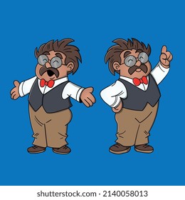 
 nice illustrated cartoon professor mascot 