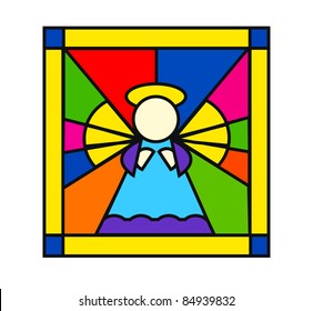 nice illustration of angel in stained glass isolation over white background