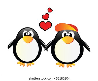 nice illustration of little sweet penguins