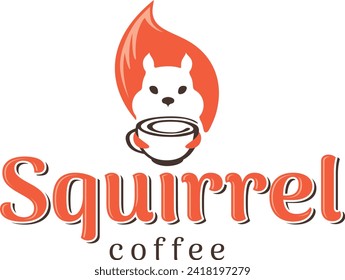 Nice illustration of logo with squirrel with coffee cup, good for coffee shop
