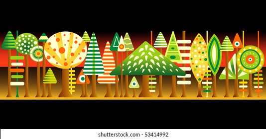 Nice illustration of a pop art forest