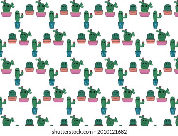 Nice images of cactus, pattern and Cactus motif with white background. Vector