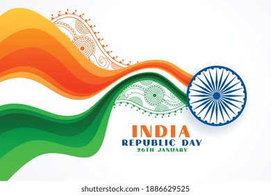 nice indian republic day creative wavy flag background