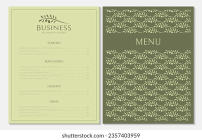 Nice Italian Menu Card Design for Restaurant with Olive Logo