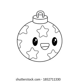 Nice kawaii christmas ball drawing with vectorial cartoon face