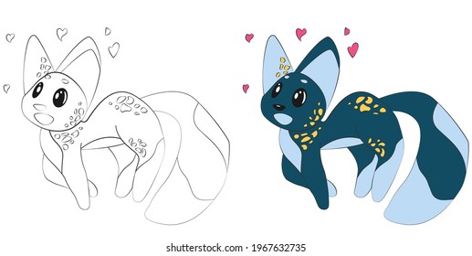 Nice kitty. Cute flat vector illustrations in children's cartoon style. A funny character. Isolated on white background
