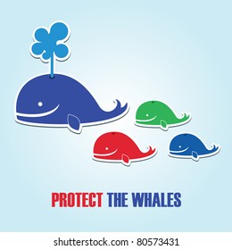 nice label protect the whales. vector illustration