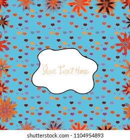Nice leaves on blue, white and orange colors. Vector illustration. Seamless pattern.Tropical leaves, jungle leaf, branch tree seamless vector floral pattern background.