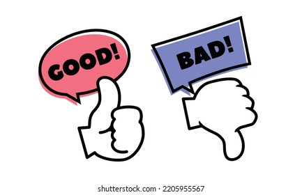 nice, like, bad icon thumb vector illustration