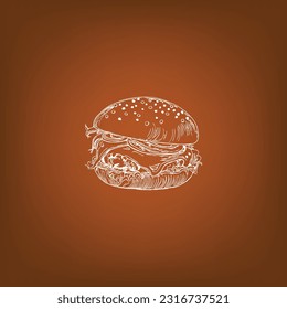 A nice Line art burger vector illustration.