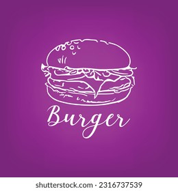 A nice Line art burger vector illustration.