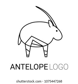 Nice line logo of an animal. Cute antelope with black body. Good choice of logotype for your company. Design of vector illustration on the white background.