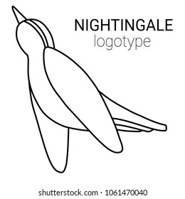 Nice line logo of a bird. Cute nightingale with wings and body. Good choice of logotype for your company. Design 
of vector illustration on the white background.