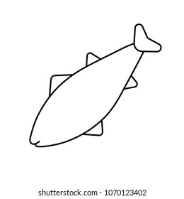 Nice line logo of a fish. Cute tuna with black body and tail. Good choice of logotype for your company. Design of vector illustration on the white background.